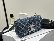 Colestore Celine Denim Triomphe Claude Chain Shoulder Bag Blue Silver 20.5 x 11.5 x 4cm - 5