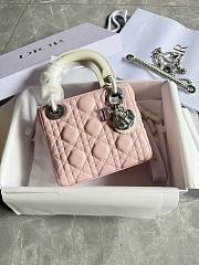 Colestore Dior Mini Lady Dior Bag with Chain Two-Tone Latte and Pink Cannage Lambskin 17 x 15 x 7 cm - 5