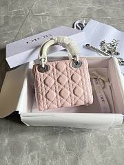 Colestore Dior Mini Lady Dior Bag with Chain Two-Tone Latte and Pink Cannage Lambskin 17 x 15 x 7 cm - 2