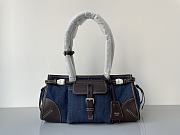 Colestore Prada Bonnie medium denim and leather handbag Blue/Coffee 32 x 15.5 x 12 cm - 6