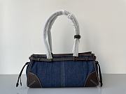Colestore Prada Bonnie medium denim and leather handbag Blue/Coffee 32 x 15.5 x 12 cm - 2
