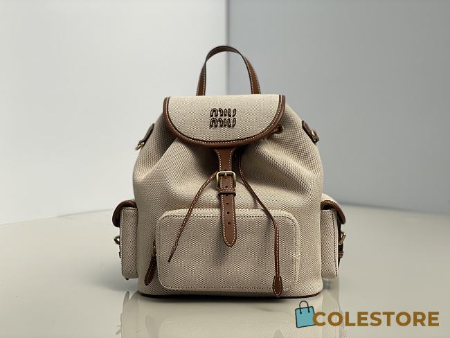 Colestore Miu Miu Canapa Soft Canvas And Leather Backpack 25 x 29.5 x 12.5cm - 1