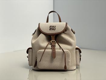 Colestore Miu Miu Canapa Soft Canvas And Leather Backpack 25 x 29.5 x 12.5cm