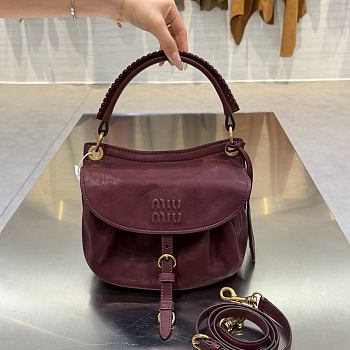 Colestore   Miu Miu Amaranth Red Rendez-vous Nappa Leather Bag 26 x 19 x 8 cm