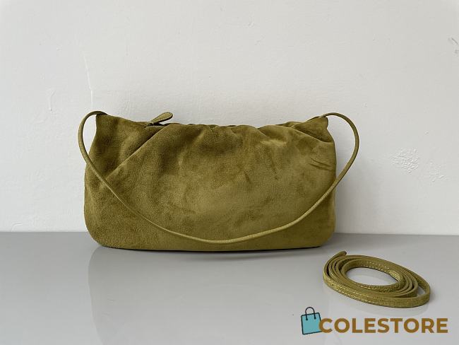 Colestore The Row XL Bourse Olive Suede Shoulder Bag 33 x 18cm - 1