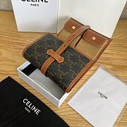 Colestore  Celine JEWELRY POUCH IN TRIOMPHE CANVAS AND CALFSKIN TAN 10 x 14.5 x 3 cm - 6