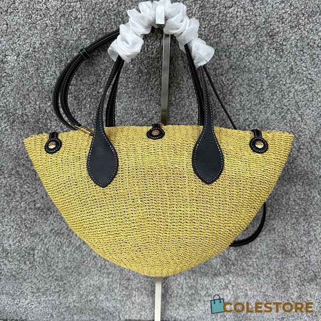 Colestore Celine Small Triomphe Beads Basket in natural sisal and black calfskin NATURAL / BLACK 11 x 18.5 x 10 CM - 1