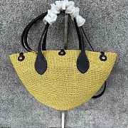 Colestore Celine Small Triomphe Beads Basket in natural sisal and black calfskin NATURAL / BLACK 11 x 18.5 x 10 CM - 1