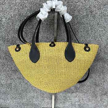 Colestore Celine Small Triomphe Beads Basket in natural sisal and black calfskin NATURAL / BLACK 11 x 18.5 x 10 CM