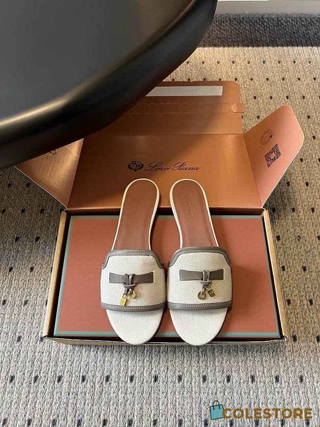 Colestore LORO PIANA Summer Charms Sandal in Cotton and Linen  Natural / Almond Tree - 1