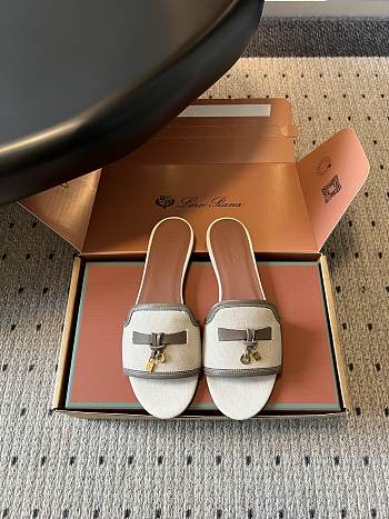 Colestore LORO PIANA Summer Charms Sandal in Cotton and Linen  Natural / Almond Tree