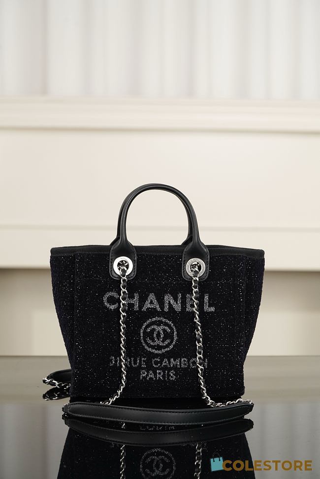 Colestore Chanel 26A Mini Deauville Tote Fabric/Leather Black 19.5 x 17 x 9cm - 1