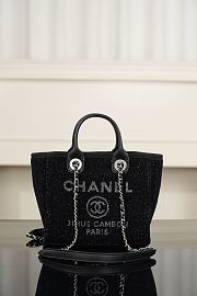 Colestore Chanel 26A Mini Deauville Tote Fabric/Leather Black 19.5 x 17 x 9cm - 1