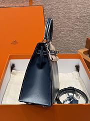 Colestore Hermes Kelly 25 Sellier in Box Leather Deep Blue, Palladium Hardware 25cm - 5