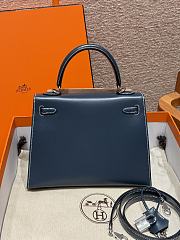 Colestore Hermes Kelly 25 Sellier in Box Leather Deep Blue, Palladium Hardware 25cm - 3