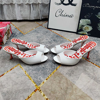 Colestore Dolce & Gabbana Mules in patent leather White Keira shape 