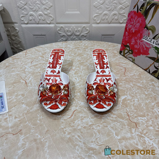 Colestore Dolce & Gabbana Majolica-print Brocade Keira mules with embroidery Multi-colored Keira shape - 1