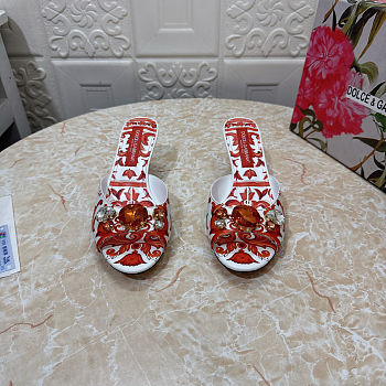 Colestore Dolce & Gabbana Majolica-print Brocade Keira mules with embroidery Multi-colored Keira shape
