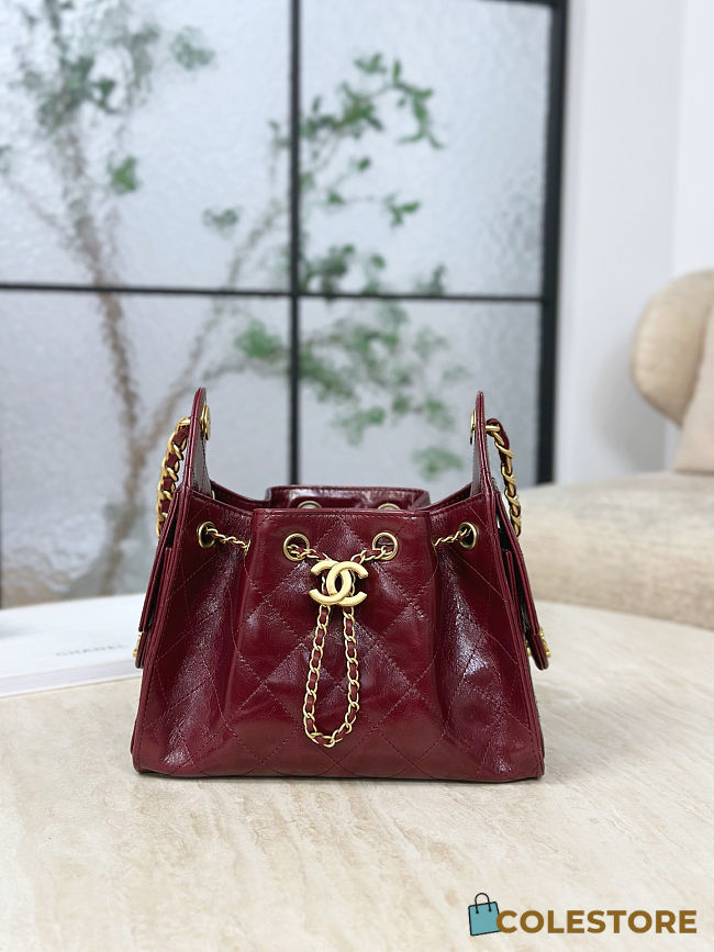 Colestore Chanel 25 Mini Handbag   Shiny Crumpled Calfskin & Gold-Tone Metal Burgundy 20 x 22 x 12.5cm - 1