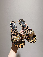 Colestore  Dolce & Gabbana Leopard-print satin mules with embellishments  - 2