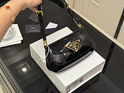 	 Colestore Prada Vernice Triangle Logo Flap Adjustable Strap Shoulder Bag Black 25x13cm - 4