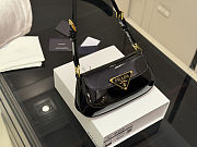 	 Colestore Prada Vernice Triangle Logo Flap Adjustable Strap Shoulder Bag Black 25x13cm - 3