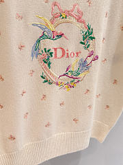 Colestore Dior Qixi Embroidered Short-Sleeved Sweater White Cashmere Jersey with Multicolor Dior Colibri Motif - 2