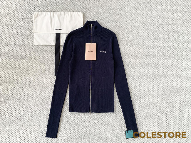 Colestore  Miu Miu Navy Cotton Cardigan  - 1