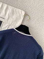Colestore Dior Qixi Short-Sleeved Sweater Navy Blue Virgin Wool Jersey with White Dior Heart Locket Motif - 4