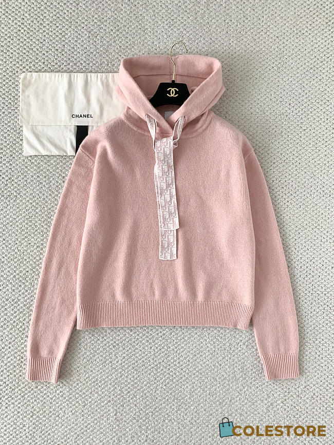 Colestore Dior Hooded Sweatshirt Pink and Black Cashmere-Silk Blend - 1