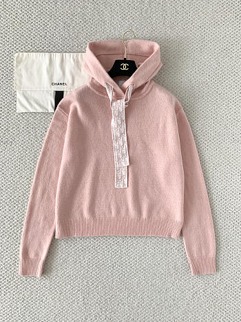 Colestore Dior Hooded Sweatshirt Pink and Black Cashmere-Silk Blend