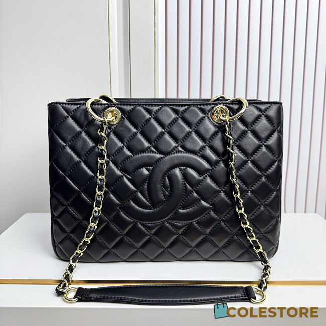 Chanel Shopping Bag Gold-tone Metal Black 34.5x24.5x14cm - 1