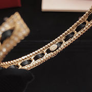 Colestore Chanel Metal Crystal Lambskin Chain CC Cuff Bracelet  Gold & Black - 5