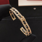 Colestore Chanel Metal Crystal Lambskin Chain CC Cuff Bracelet  Gold & Black - 4