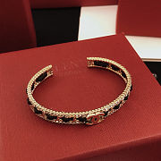 Colestore Chanel Metal Crystal Lambskin Chain CC Cuff Bracelet  Gold & Black - 3