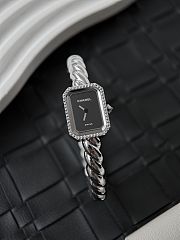 Colestore Chanel Première Galon watch Silver and diamonds, black-laquered dial 19.7 x 15.2 x 7.5 mm - 1