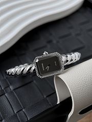 Colestore Chanel Première Galon watch Silver and diamonds, black-laquered dial 19.7 x 15.2 x 7.5 mm - 6
