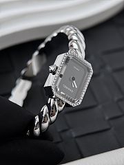 Colestore Chanel Première Galon watch Silver and diamonds, black-laquered dial 19.7 x 15.2 x 7.5 mm - 3