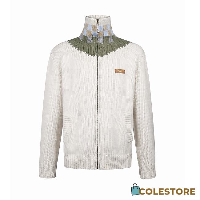 Colestore Louis Vuitton  Zipped Intarsia Track Top Milky White - 1