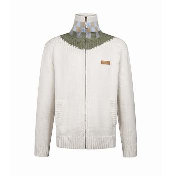 Colestore Louis Vuitton  Zipped Intarsia Track Top Milky White