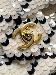 Colestore Chanel Small Flap Bag Sequins & Gold-Tone Metal, Black & White 21 x 14 x 8 cm - 2