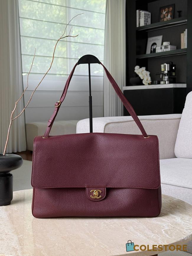 Colestore Chanel Maxi Flapbag Grained Calfskin & Gold-tone Metal Dark Burgundy 26 x 38.5 x 11cm - 1