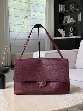 Colestore Chanel Maxi Flapbag Grained Calfskin & Gold-tone Metal Dark Burgundy 26 x 38.5 x 11cm