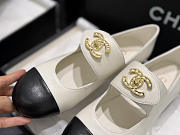 Colestore Chanel Classic Double C-Button Mary Jane Flat Shoes, Lambskin, White & Black - 6