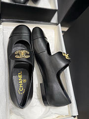 Colestore Chanel Classic Double C-Button Mary Jane Flat Shoes, Lambskin, Black & White - 4