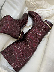 	 Colestore Chanel Métiers d’art 2026 High Boots Crocodile Embossed Patent Calfskin Burgundy - 2