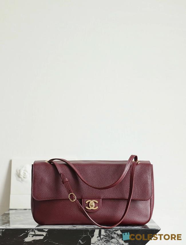 Colestore Chanel Maxi Flapbag Grained Calfskin & Gold Tone Metal Burgundy 19.5 x 32 x 10cm - 1