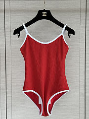 Colestore Chanel Coco Beach 2026 collection   Swimsuit   Stretch Jersey  Red & White - 1