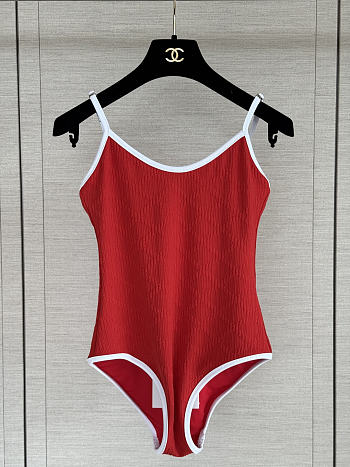 Colestore Chanel Coco Beach 2026 collection   Swimsuit   Stretch Jersey  Red & White