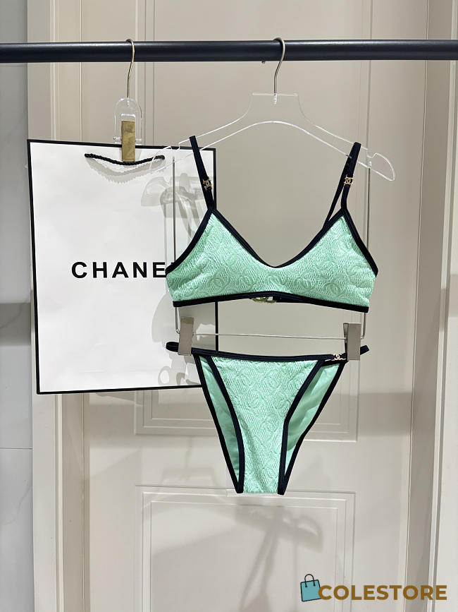 Colestore  Chanel Coco Beach 2026 collection   Bikini   Stretch Jersey  Green & Black - 1
